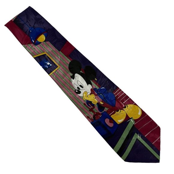 VTG Mickey Unlimited Novelty Necktie Tie Mickey Mouse Thinking Room Disney - Picture 1 of 6